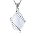 wholesale 925 Sterling Silver Moonstone Teardrop Pendant Necklace With Chain For Women-0-1